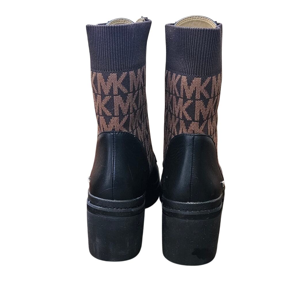 Michael Kors MK Logo Print Combat Boots Lug Sole Lace Up Zip - Picture 5 of 5